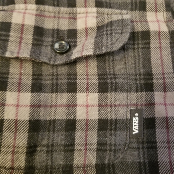 Vans Flannel Shirt Size S Plaid Gray Black Unisex - Picture 4 of 5